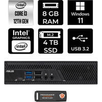 Asus PB63 PB63P1355 Dahili Intel UHD Graphics 730 Intel Core i3 13100 8 GB 4 TB Windows 11 Pro Mini Pc + Per4 USB Flash Bellek