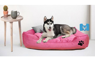 Mavi Vitrin Ultrasoft Yıkanabilir Büyük Irk İç Mekan Köpek Yatağı Pembe