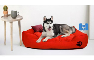 Mavi Vitrin Ultrasoft Yıkanabilir Büyük Irk İç Mekan Köpek Yatağı Kırmızı