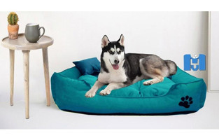 Mavi Vitrin Ultrasoft Yıkanabilir Büyük Irk İç Mekan Köpek Yatağı Turkuaz