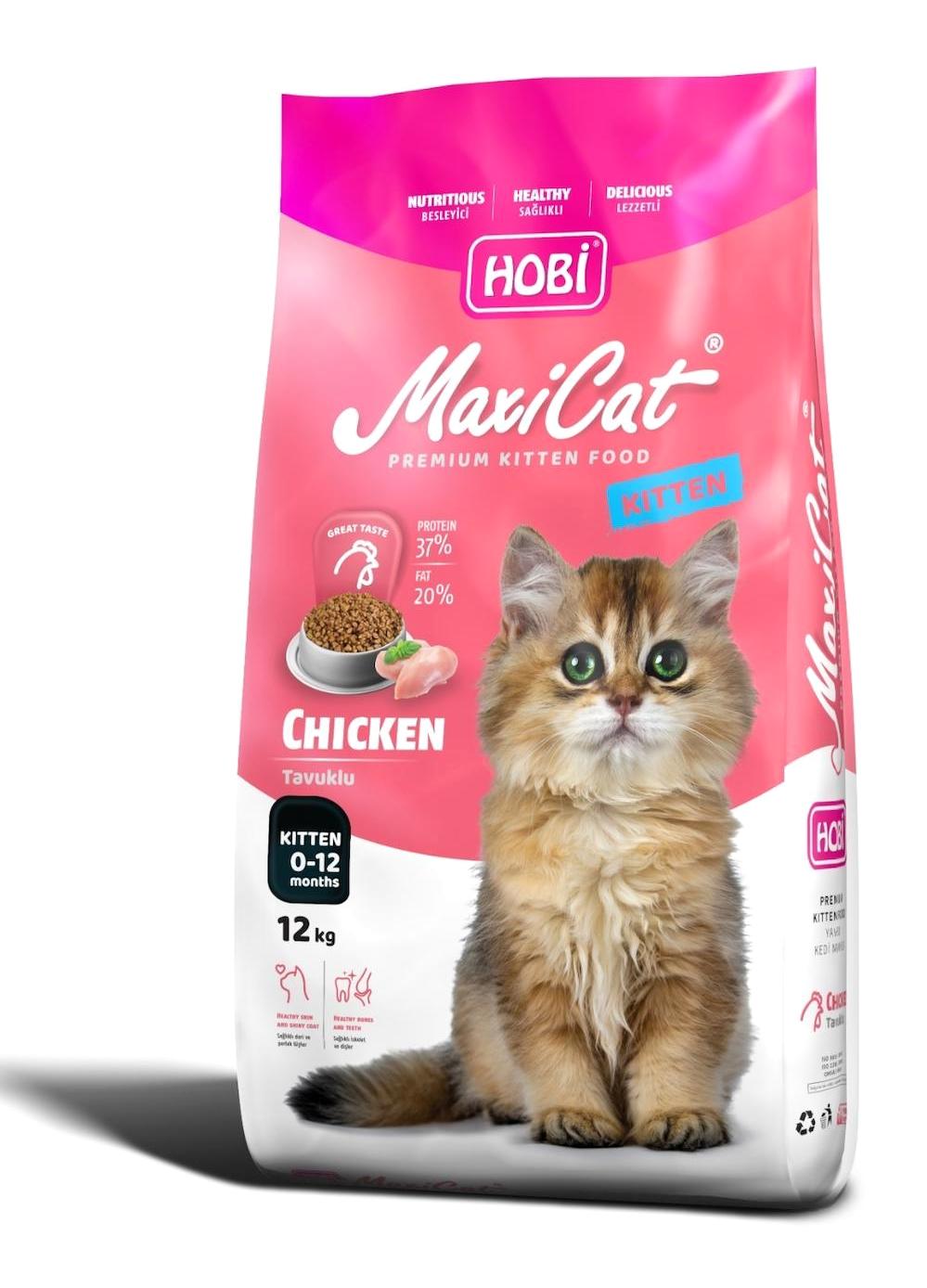 Hobi Maxicat Tavuk Az Tahıllı Yetişkin Kuru Kedi Maması 12 kg