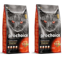 Prochoice Pro 33 Karidesli-Somonlu Kısırlaştırılmış Az Tahıllı Yetişkin Kuru Kedi Maması 2x2 kg