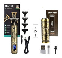 Boruit Pro 2 İN 1 Vintage Saç Sakal 5 Başlıklı Çok Amaçlı Sinekkaydı Islak Kuru Tıraş Makinesi