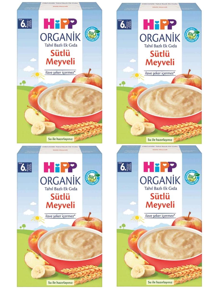 Hipp Tahıl Bazlı Yenidoğan Tahıllı Organik Meyveli-Sütlü Kaşık Maması 4x250 gr