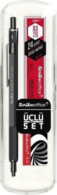 Scrikss Graph-X 3'Lü Set Silgili Metal Metalik Siyah 0.5 mm Uçlu Versatil Kalem