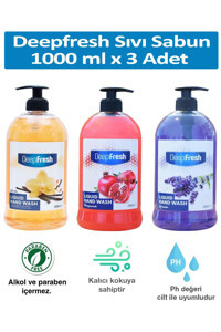 Deep Fresh Karışık Alkolsüz Antibakteriyel Nemlendiricili Parabensiz Vegan 3'lü 1 lt Sıvı Sabun