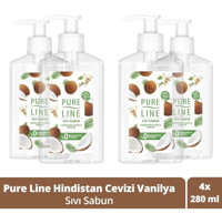 Pure Line Hindistan Cevizi-Vanilyalı Alkolsüz Antibakteriyel Nemlendiricili Vegan 4'lü 280 ml Sıvı Sabun