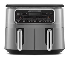Karaca Air Pro Cook Duo Köz XXXL Airfryer 8 lt Çift Gözlü Yağsız Gri Sıcak Hava Fritözü