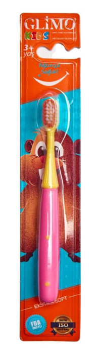 Glimo Ultra Soft Manuel Çocuk Diş Fırçası Pembe-Sarı