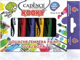Cadence Kooky Kooky Tüp Çok Renkli 6x15 ml Guaj Boya Seti