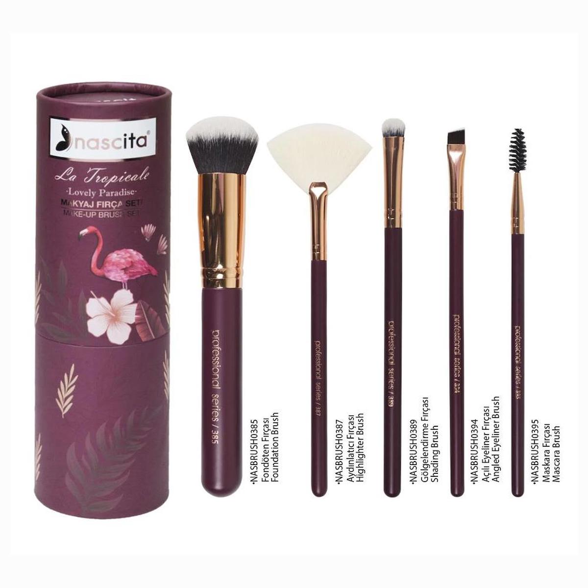 Nascita La Tropicale No:95 5'li Allık Eyeliner Far Makyaj Fırçası Seti