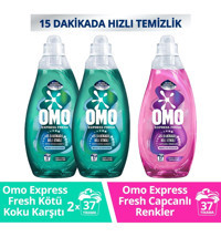 Omo Express Fresh Kötü Koku Karşıtı 2x 1480 ml + Omo Express Fresh Capcanlı Renkler 1480 ml Sıvı Detarjan