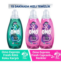 Omo Express Fresh Kötü Koku Karşıtı 1480 ml + Omo Express Fresh Capcanlı Renkler 2 x 1480 ml Sıvı Detarjan
