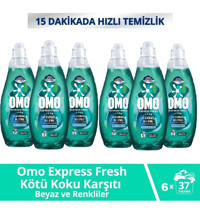 Omo Express Fresh Kötü Koku Karşıtı 37 Yıkama Beyaz Ve Renkliler Sıvı Deterjanı 6 x 1480 ml