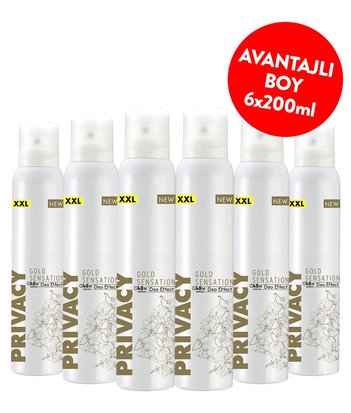 Privacy Gold Pudrasız Ter Önleyici Sprey Kadın Deodorant 6x200 ml