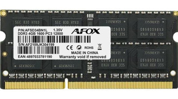 Afox AFSD34BN1L 4 GB DDR3 1x4 1600 MHz Ram
