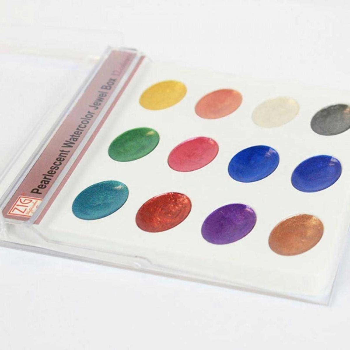 Zig Jewel Box 12'li Simli Sedefli Tablet Sulu Boya