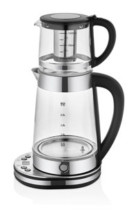 Arow Tea Maker Pro Cam Demlikli Cam Gövdeli Siyah Çay Makinesi