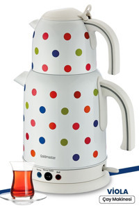 Goldmaster Viola Metal Demlikli 2200 W Çelik Gövdeli Beyaz Çay Makinesi
