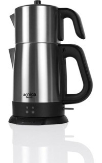 Arnica Demli Stil Çelik Demlikli 2000 W Çelik Gövdeli İnox Çay Makinesi