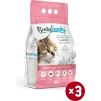 Benty Sandy Bebek Pudrası Kokulu Topaklanan İnce Taneli Bentonit Kedi Kumu 3x5 lt