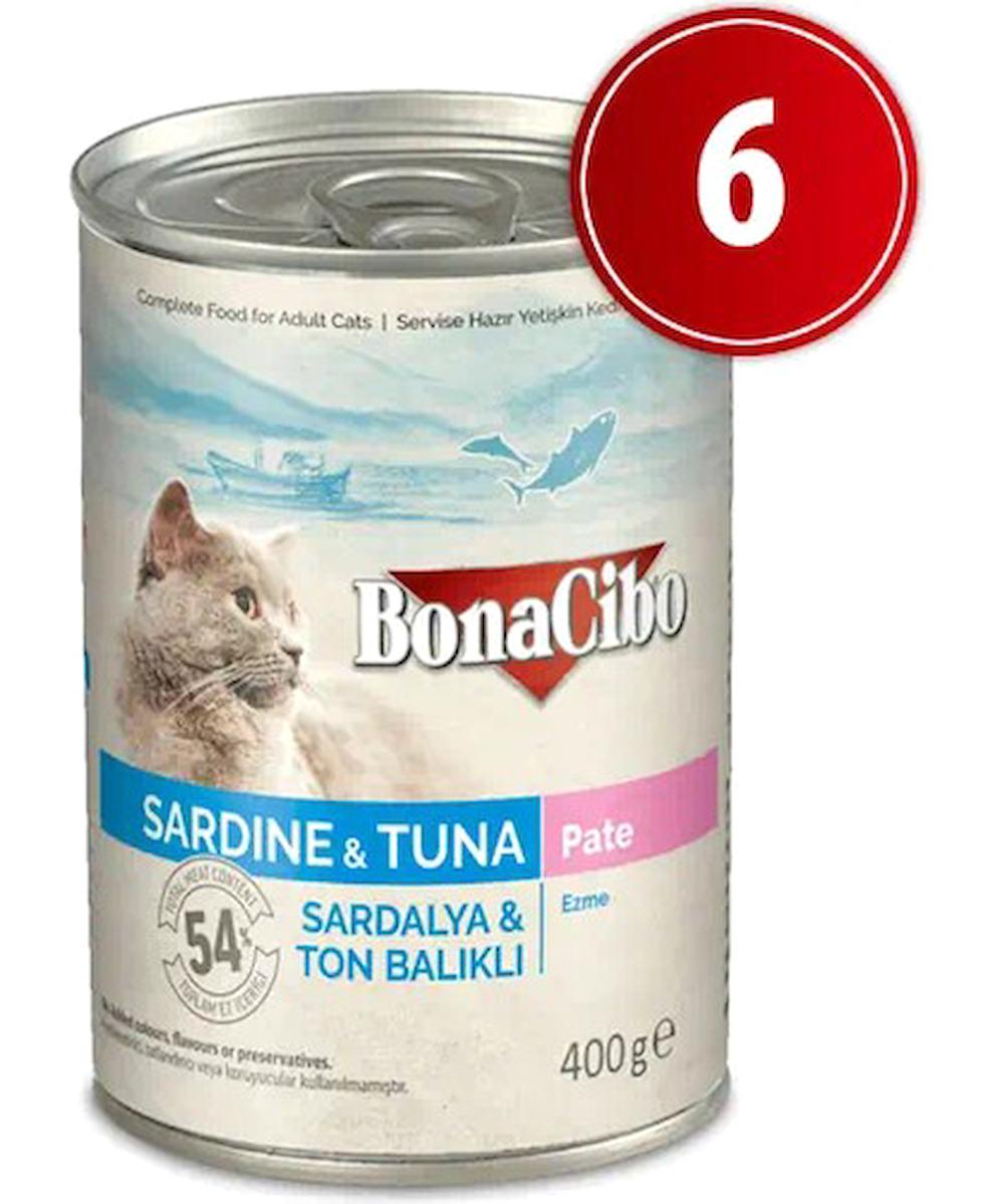 Bonacibo Ton Balıklı-Sardalya Ezme Yaş Kedi Maması 6x400 gr