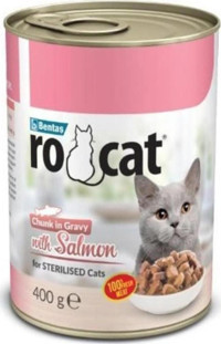 Rocat Kısırlaştırılmış Somon Parça Etli Yaş Kedi Maması 12x400 gr
