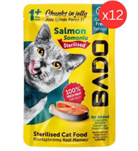 Bado Somon Parça Etli Yaş Kedi Maması 12x85 gr