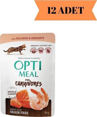 Optimeal Carnivores Somon-Karides Parça Etli Yaş Kedi Maması 12x85 gr