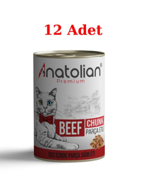 Anatolian Premium Biftek Parça Etli Yaş Kedi Maması 12x400 gr