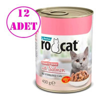 Ro Cat Kısırlaştırılmış Somon Parça Etli Yaş Kedi Maması 12x400 gr