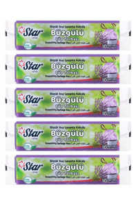 Star Plus Lavanta Kokulu Şeffaf Büzgülü Büyük Boy 65x70 cm Çöp Poşeti 5x10 Adet