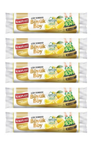 Koroplast Ekstra Güçlü Limonlu Kokulu Şeffaf Büzgülü Büyük Boy 65x70 cm Çöp Poşeti 5x10 Adet