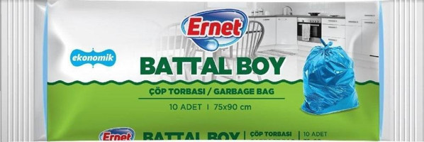 Ernet Battal Boy 75x90 cm Çöp Poşeti 10 Adet Mavi