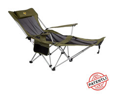 Funky Chairs Katlanır Ayak Uzatmalı Yatabilen Kolçaklı Haki Yetişkin Kamp Sandalyesi