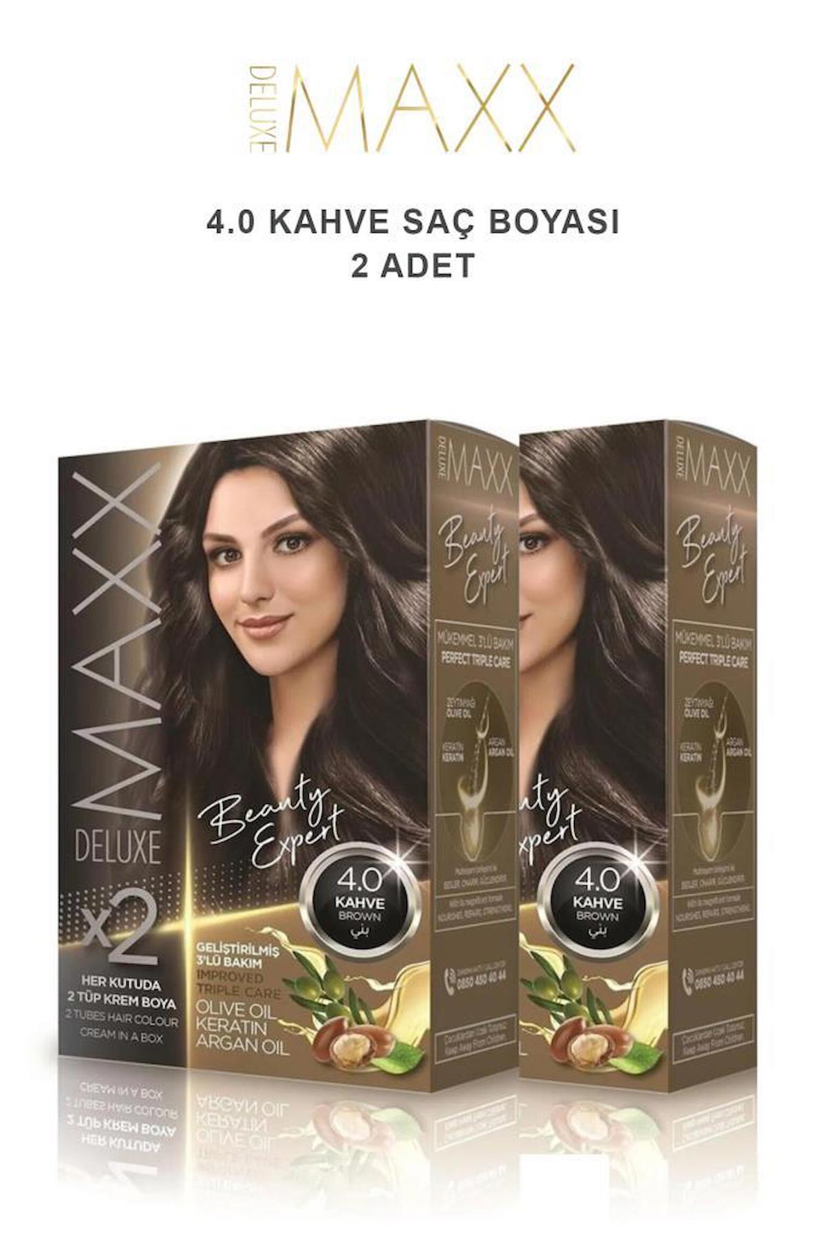 Maxx Deluxe 4-0 Kahve Krem Saç Boyası 2x50 ml