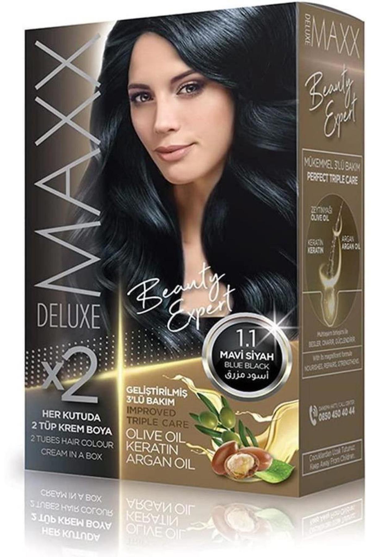 Maxx Deluxe 1-1 Mavi Siyah Krem Saç Boyası 2x50 ml