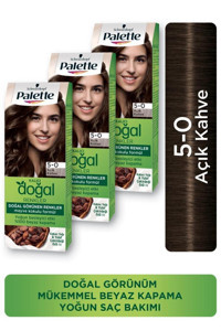 Palette Kalıcı Doğal 5-0 Açık Kahve Organik Amonyaksız Vegan Krem Saç Boyası 3x50 ml