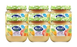 Hero Baby Laktozsuz Tahılsız Organik Karışık Meyveli Probiyotikli Kavanoz Maması 6x125 gr