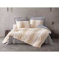 Cotton Box Natureforce Pamuk-Polyester 160x220 cm Lastikli Çizgili Tek Kişilik Nevresim Takımı Sarı