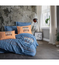 Cotton Box Pamuk 160x220 cm Lastikli Yazılı Tek Kişilik Nevresim Takımı Tarçın