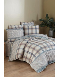Çeyiz Diyarı Piroska Pamuk-Polyester 160x200 cm Lastikli Tek Kişilik Nevresim Takımı Bej