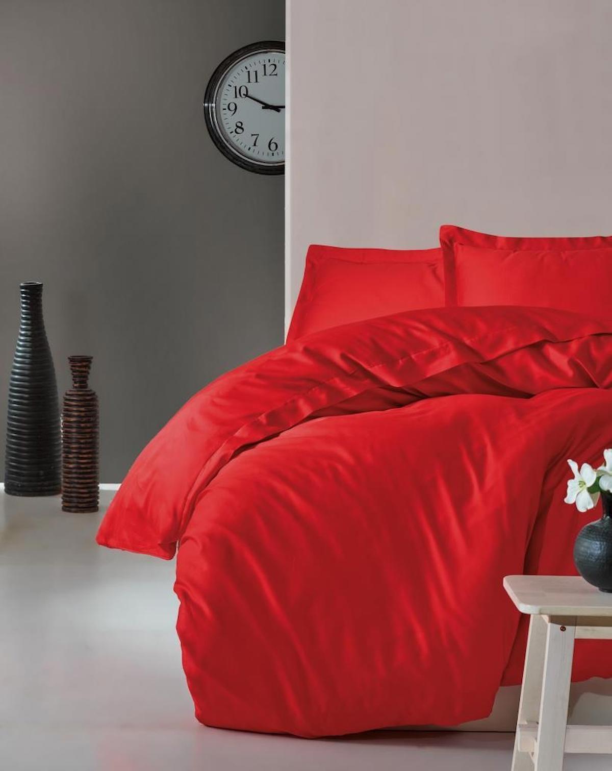 Cotton Box Pamuk 160x220 cm Lastikli Tek Kişilik Nevresim Takımı Kırmızı