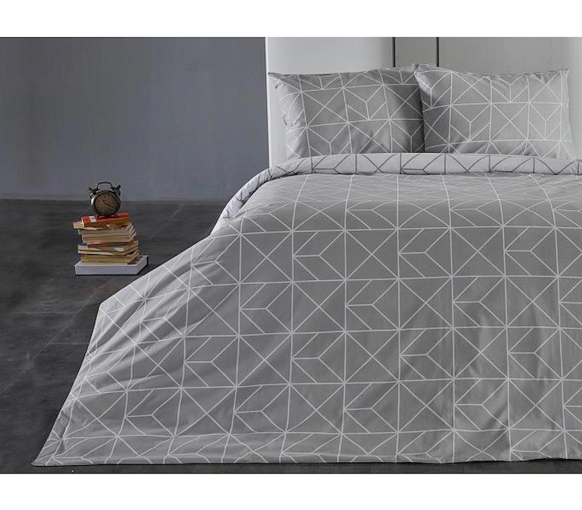 Doqu Home Polka Ranforce 160x220 cm Lastikli Tek Kişilik Nevresim Takımı Gri