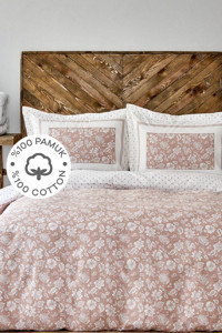 Karaca Home Celerina Pamuk 160x220 cm Lastikli Çiçekli Tek Kişilik Nevresim Takımı Pembe
