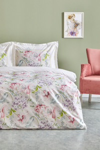 Karaca Home Melosa Pamuk 160x220 cm Lastikli Çiçekli Tek Kişilik Nevresim Takımı Pembe