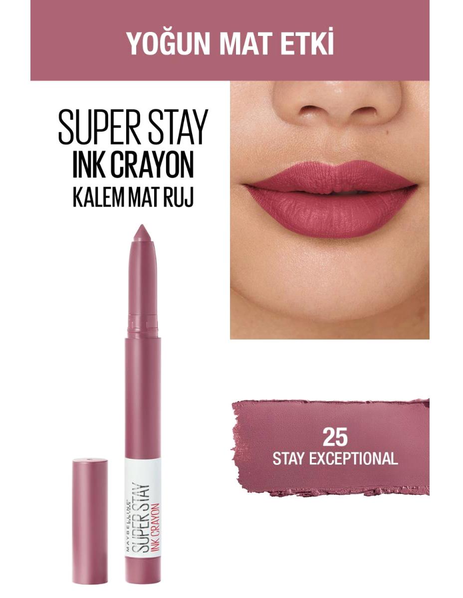 Maybelline New York Super Stay Ink Crayon 25 Stay Exceptıonal Mat Krem Kalem Ruj