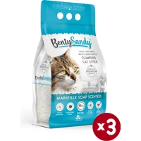 Benty Sandy Marsilya Sabunu Kokulu Topaklanan İnce Taneli Bentonit Kedi Kumu 3x5 lt