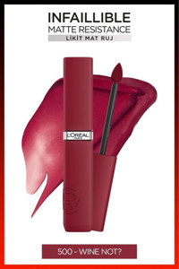 L’Oréal Paris Infaillible Resistance 500 Wine Mat Likit Fırçalı Ruj