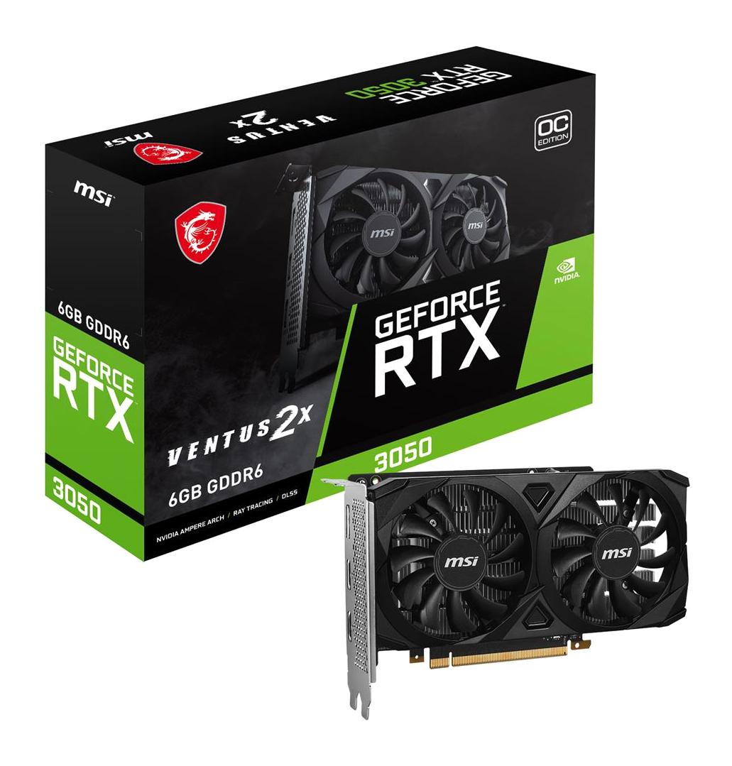 MSI Ventus 2X RTX 3050 OC 6 GB GDDR6 PCI-Express 4.0 DirectX 12 Ultimate 2 Fanlı 128 Bit Masaüstü NVIDIA Ekran Kartı